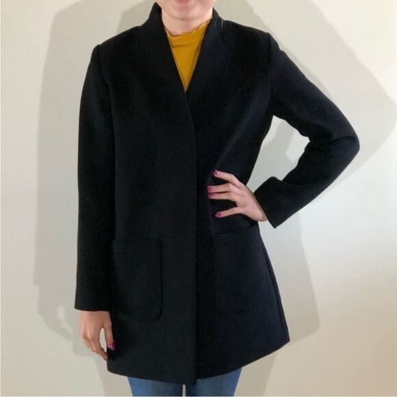 Abercrombie & Fitch Women's Wool Blend Collarless Coat in Black Size Small - Picture 15 of 15